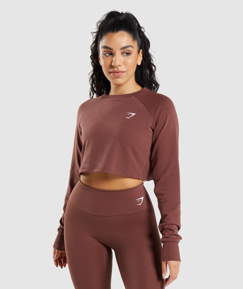 Gymshark Training Cropped Sveter Cherry Brown