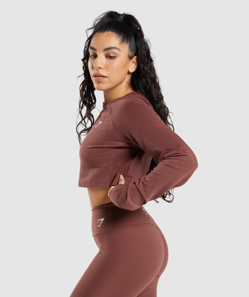 Gymshark Training Cropped Sveter Cherry Brown