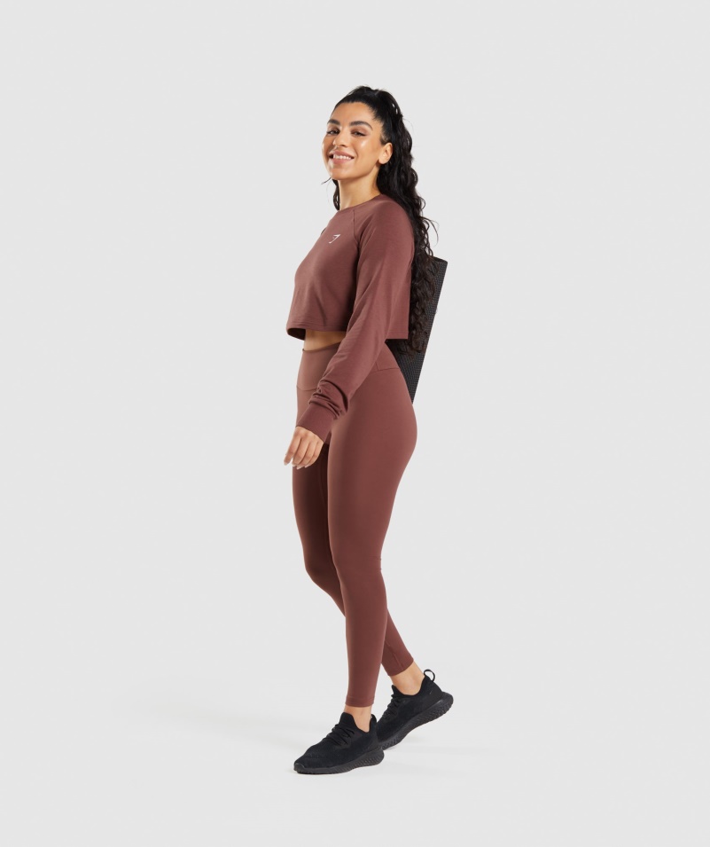 Gymshark Training Cropped Sveter Cherry Brown