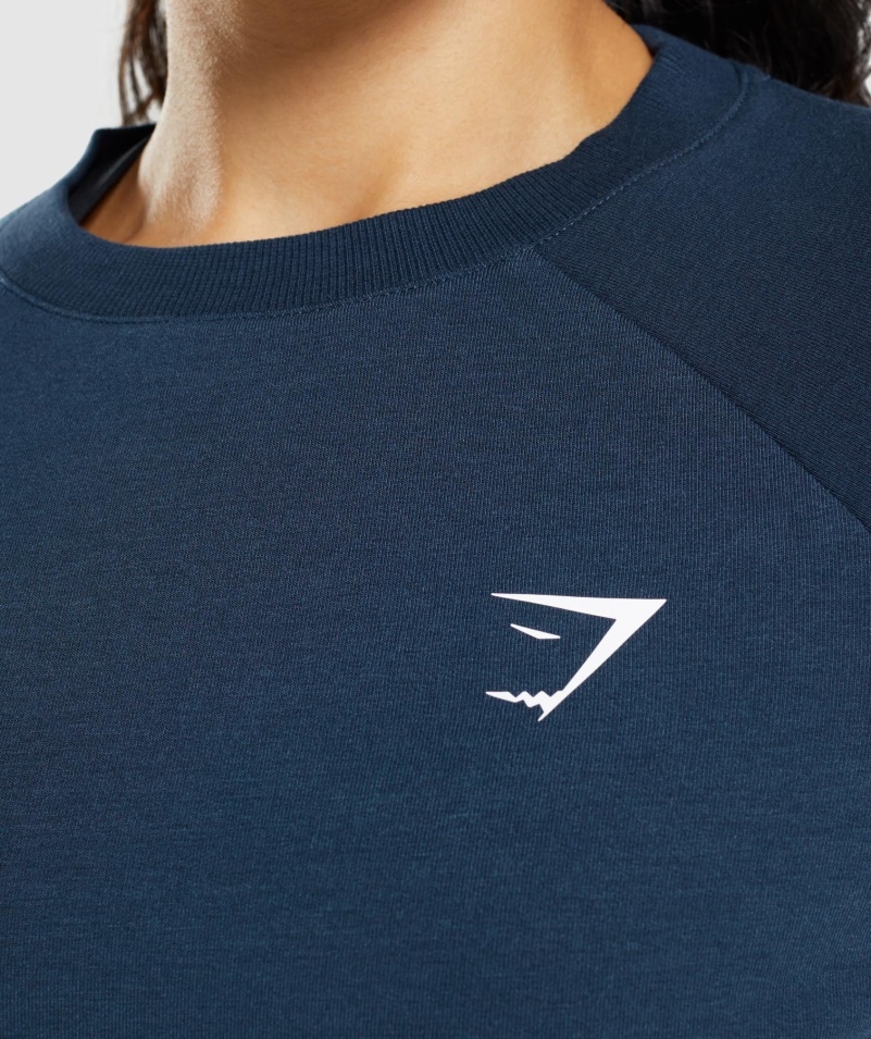 Gymshark Tréning Skrátený Sveter Námornícka