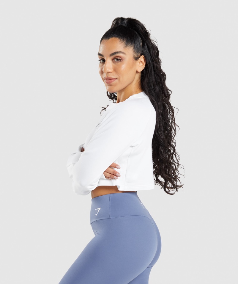 Gymshark Tréning Skrátený Sveter Biely