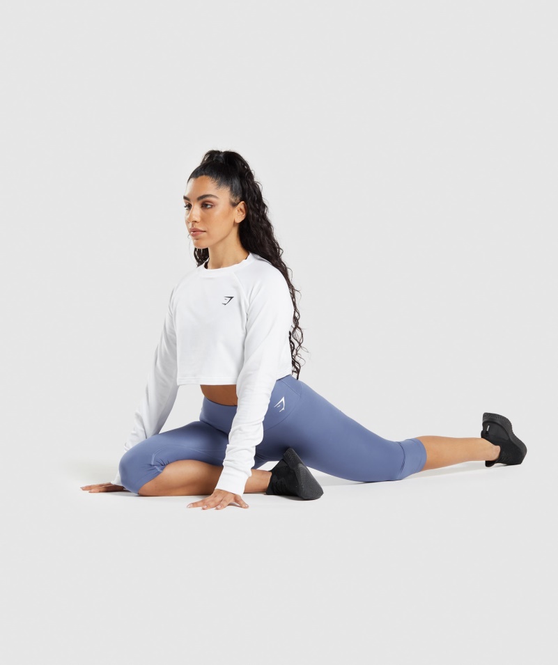 Gymshark Tréning Skrátený Sveter Biely