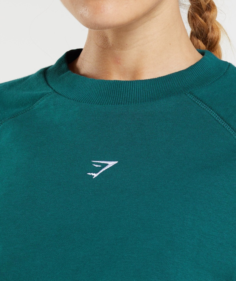Gymshark Tréning Cropped Sveter Zimná Modrozelená