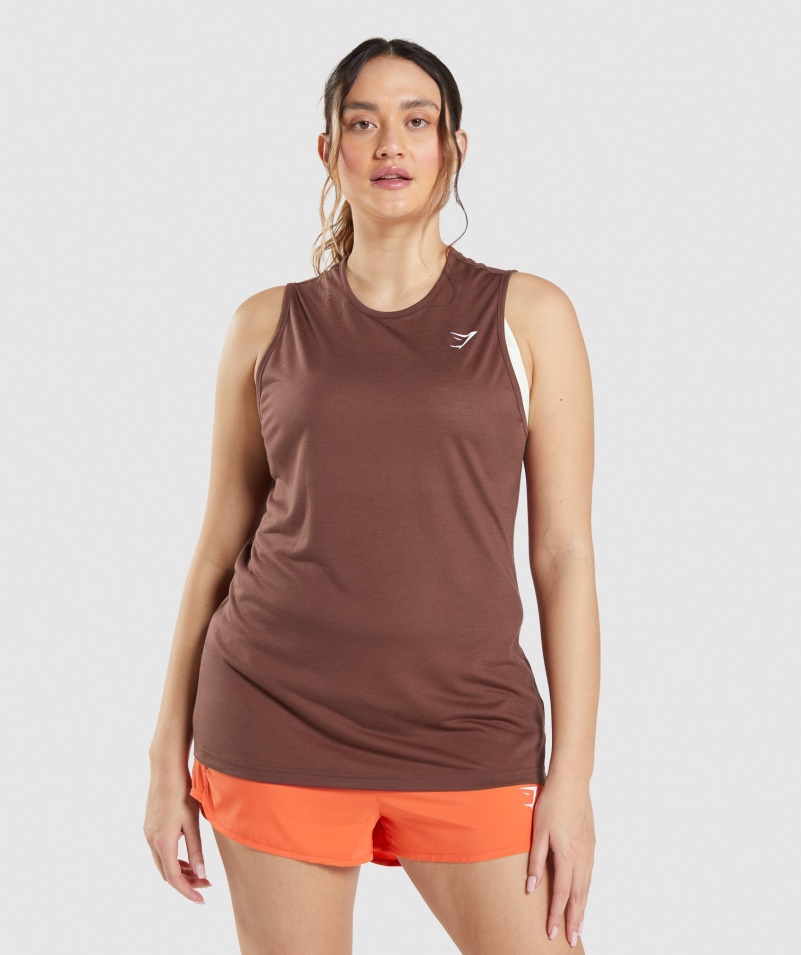 Gymshark Tréning Drop Arm Tank čerešňovo Hnedý