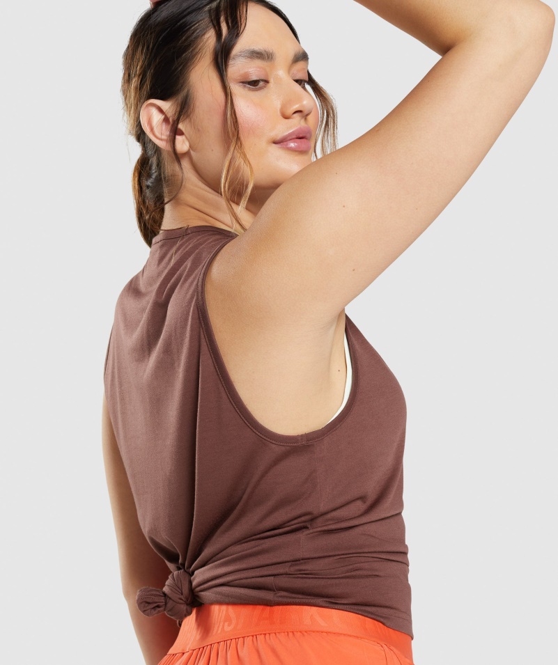 Gymshark Tréning Drop Arm Tank čerešňovo Hnedý