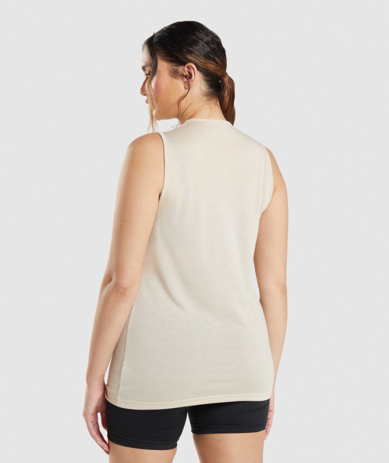 Gymshark Tréning Padacie Rameno Tank Vanilka Hnedý