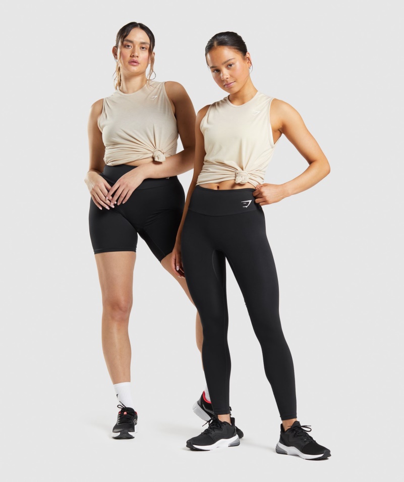 Gymshark Tréning Padacie Rameno Tank Vanilka Hnedý