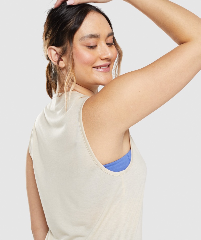 Gymshark Tréning Padacie Rameno Tank Vanilka Hnedý