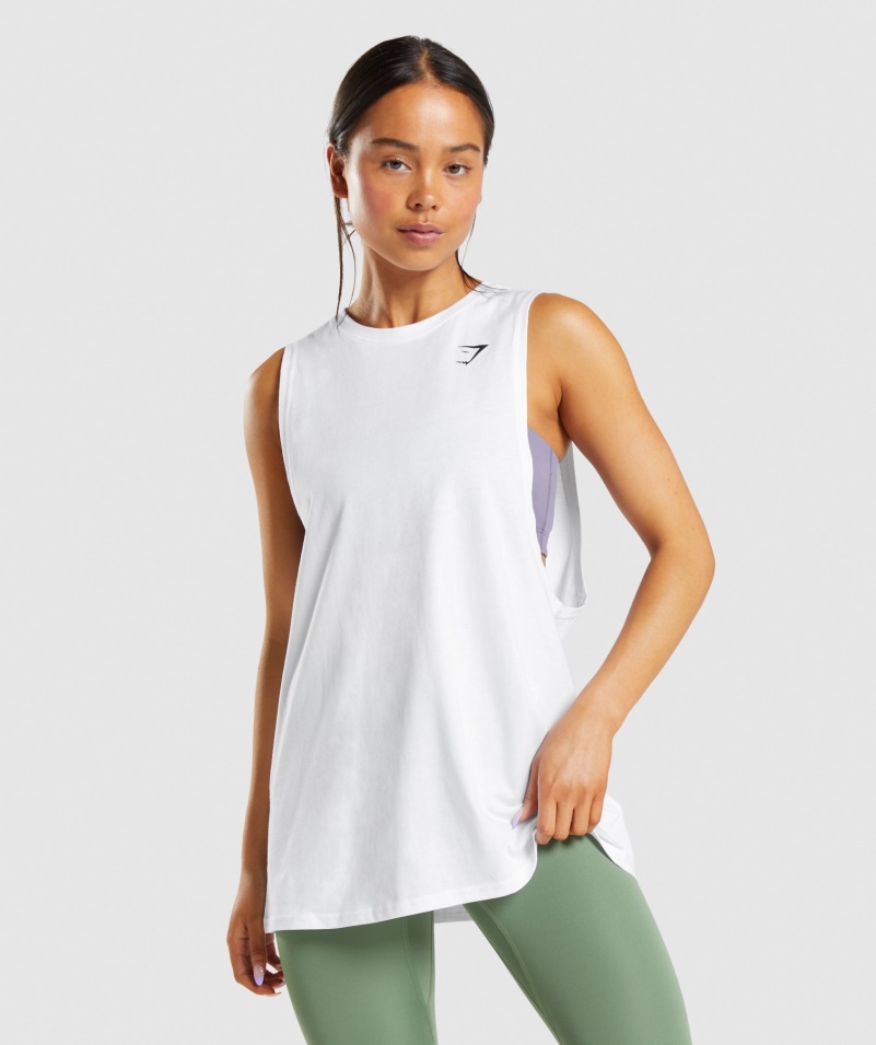 Gymshark Tréning Drop Arm Tank Biely