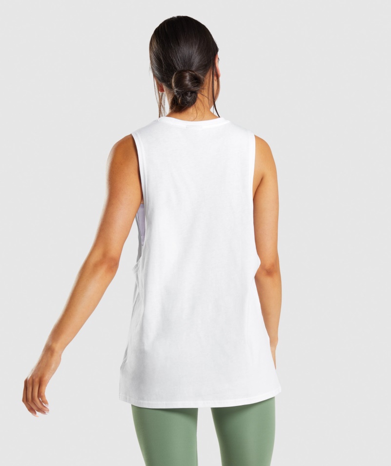Gymshark Tréning Drop Arm Tank Biely
