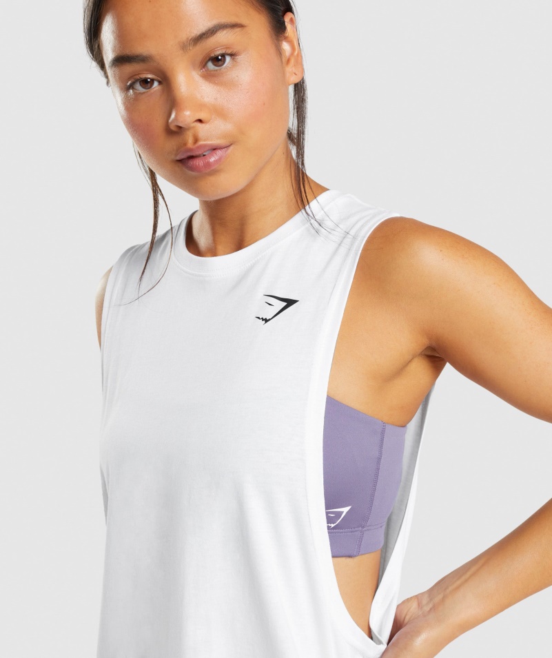 Gymshark Tréning Drop Arm Tank Biely