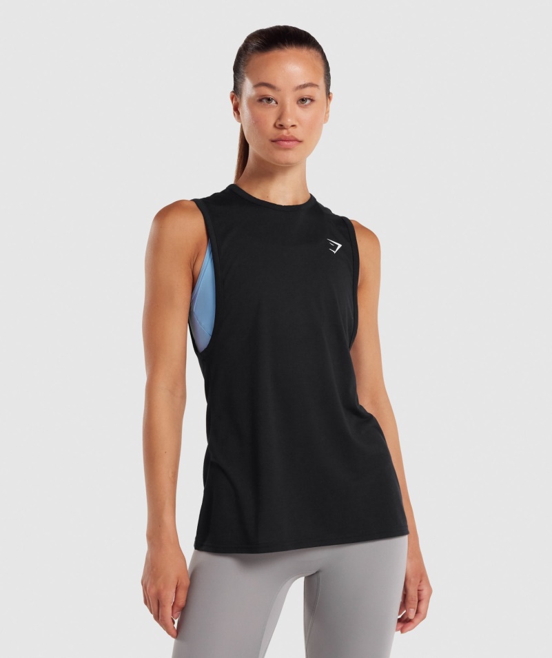 Gymshark Tréning Drop Arm Tank Dámske čierne