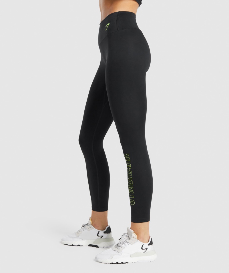 Gymshark Tréningové Grafické Legíny čierne