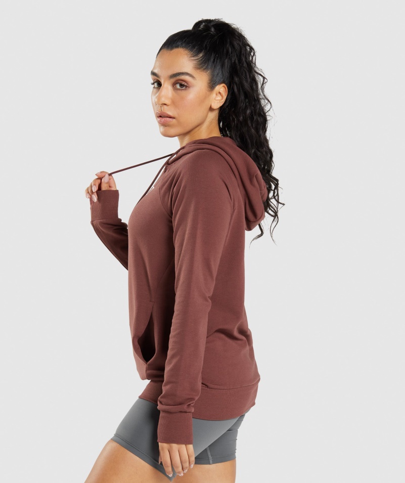 Gymshark Tréningová Mikina S Kapucňou čerešňovo Hnedá