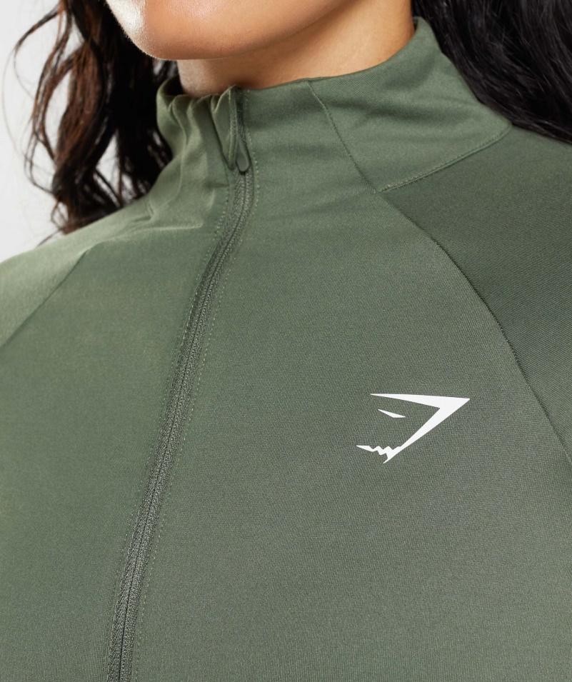 Gymshark Tréningová Bunda Jadro Olivová