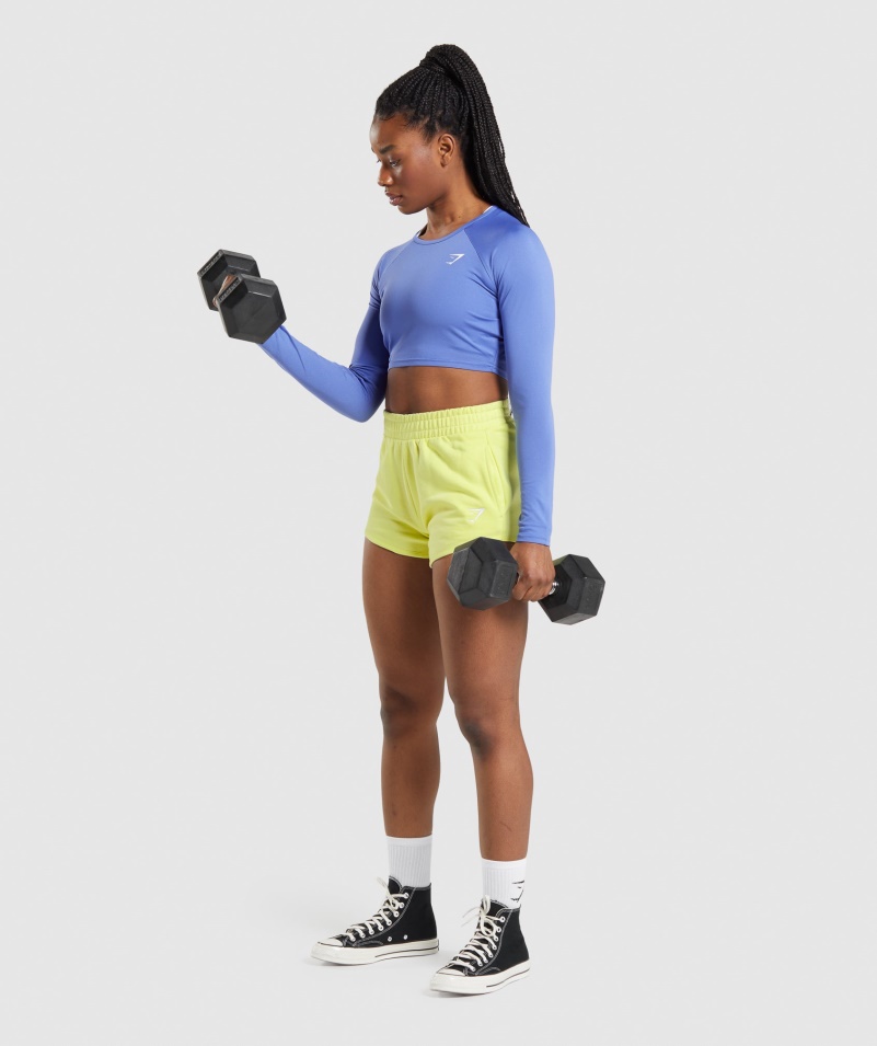 Gymshark Tréning Dlhý Rukáv Crop Top Court Modrý