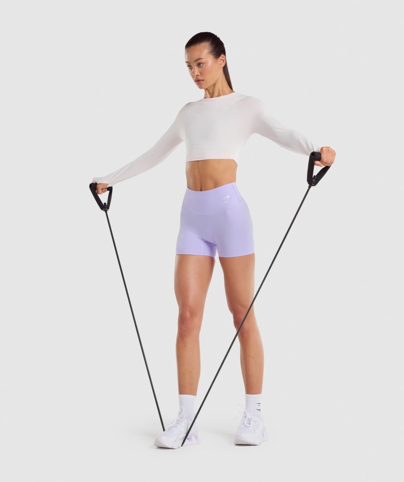 Gymshark Tréningový Crop Top Krém S Dlhým Rukávom