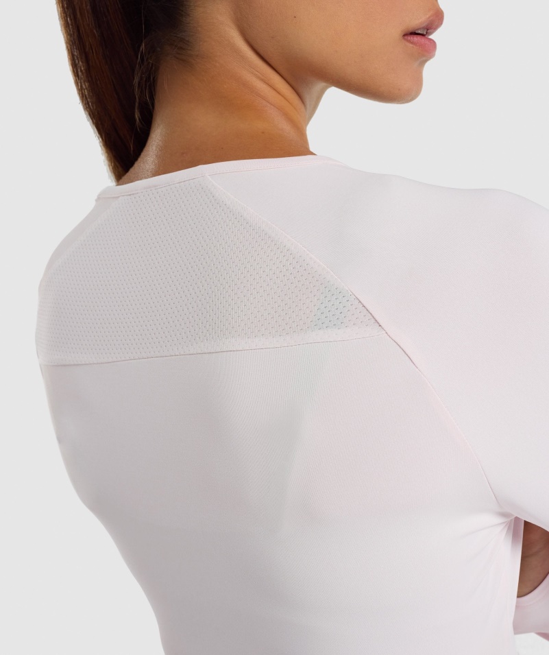 Gymshark Tréningový Crop Top Krém S Dlhým Rukávom