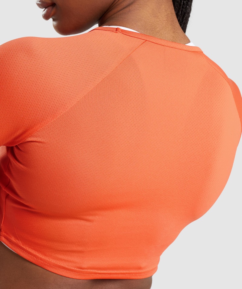 Gymshark Tréning Dlhý Rukáv Crop Top Papája Oranžová