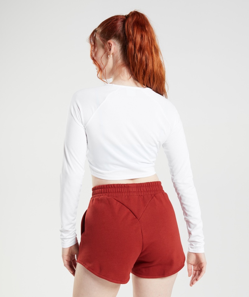 Gymshark Tréning Dlhý Rukáv Crop Top Biely