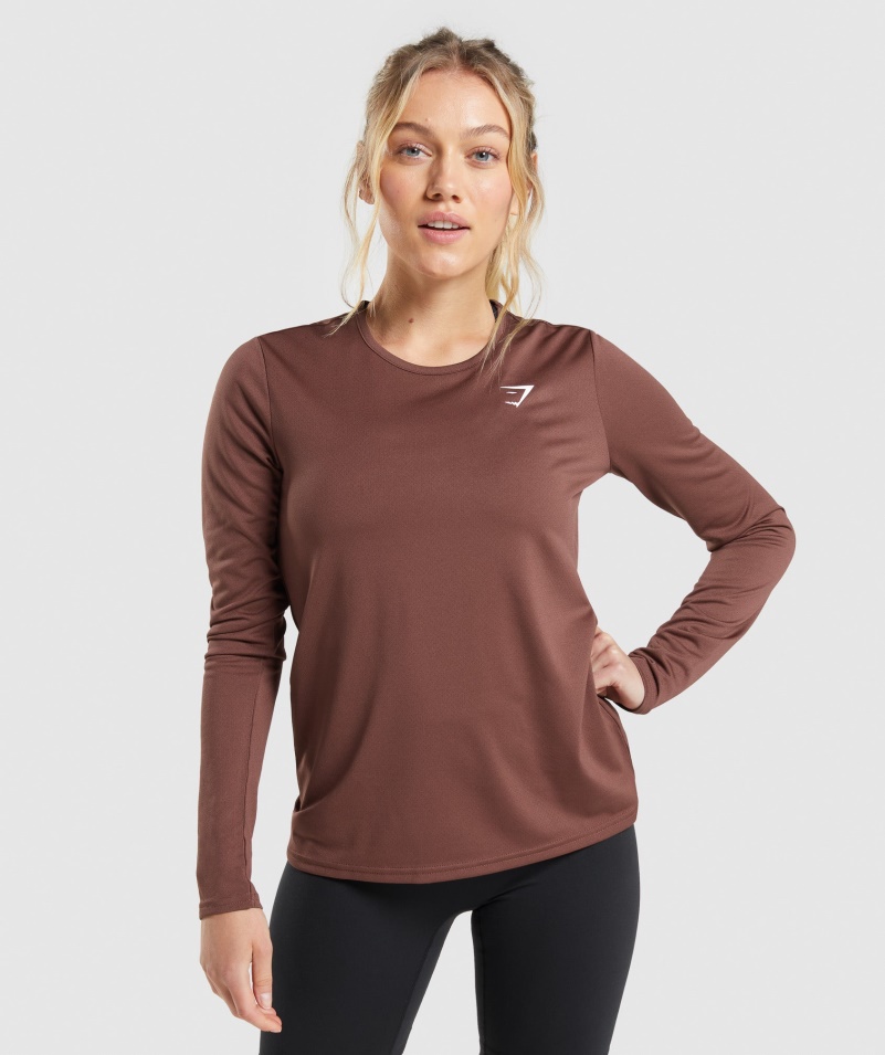 Gymshark Tréningový Top S Dlhým Rukávom čerešňovo Hnedý