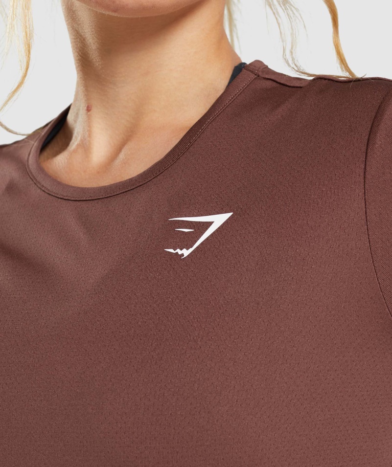 Gymshark Tréningový Top S Dlhým Rukávom čerešňovo Hnedý