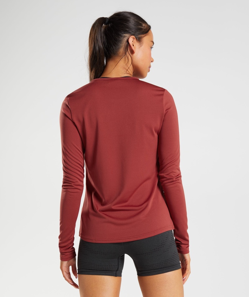 Gymshark Tréningový Top S Dlhým Rukávom Palisander červený