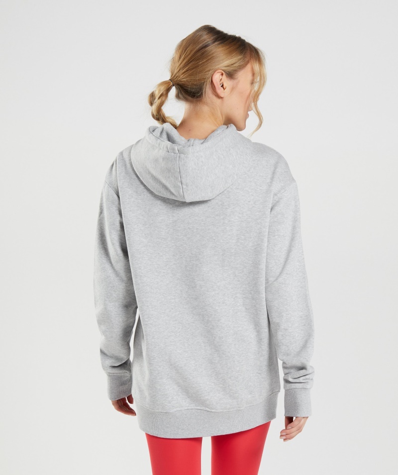 Gymshark Training Oversized Mikina S Kapucňou Svetlo šedá Marl