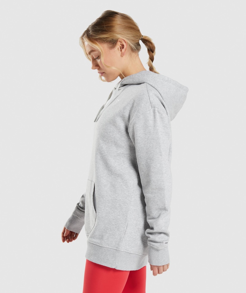 Gymshark Training Oversized Mikina S Kapucňou Svetlo šedá Marl