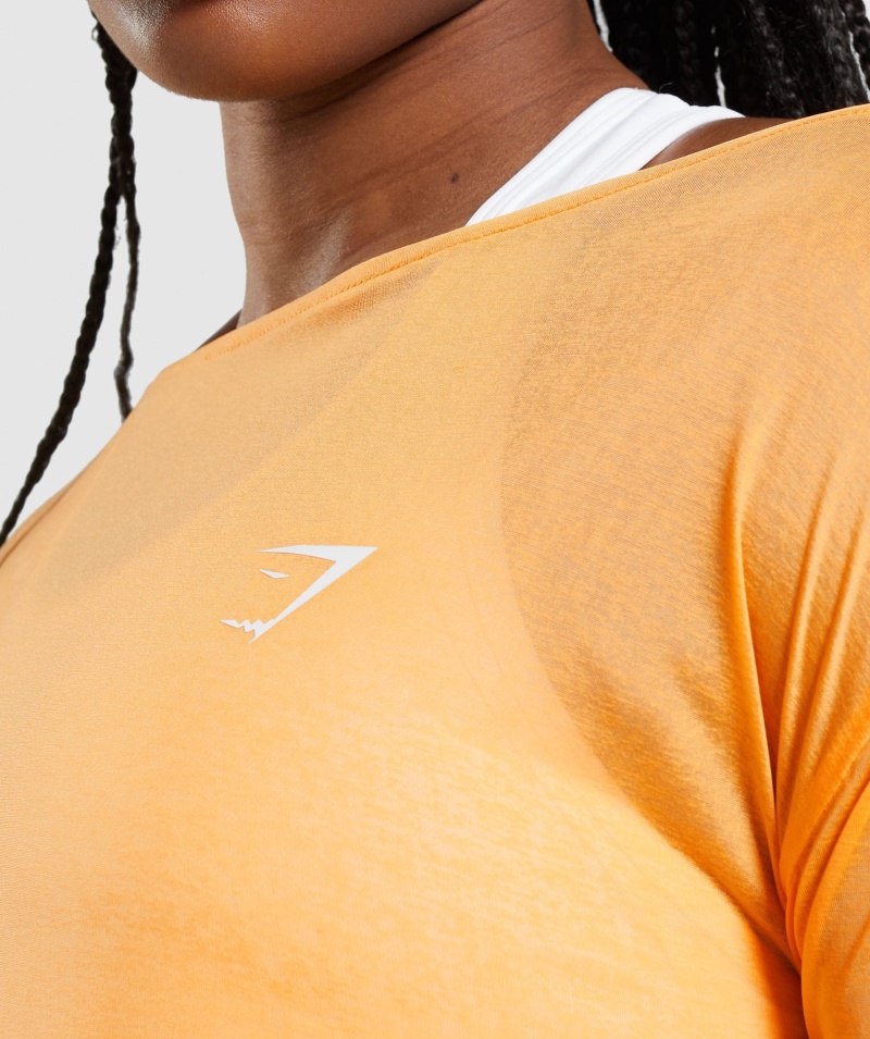 Gymshark Tréningové Oversized Tričko S Dlhým Rukávom Marhuľová Oranžová