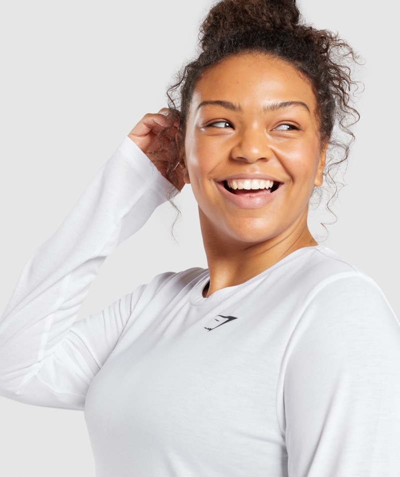 Gymshark Tréningové Oversized Tričko S Dlhým Rukávom Biele