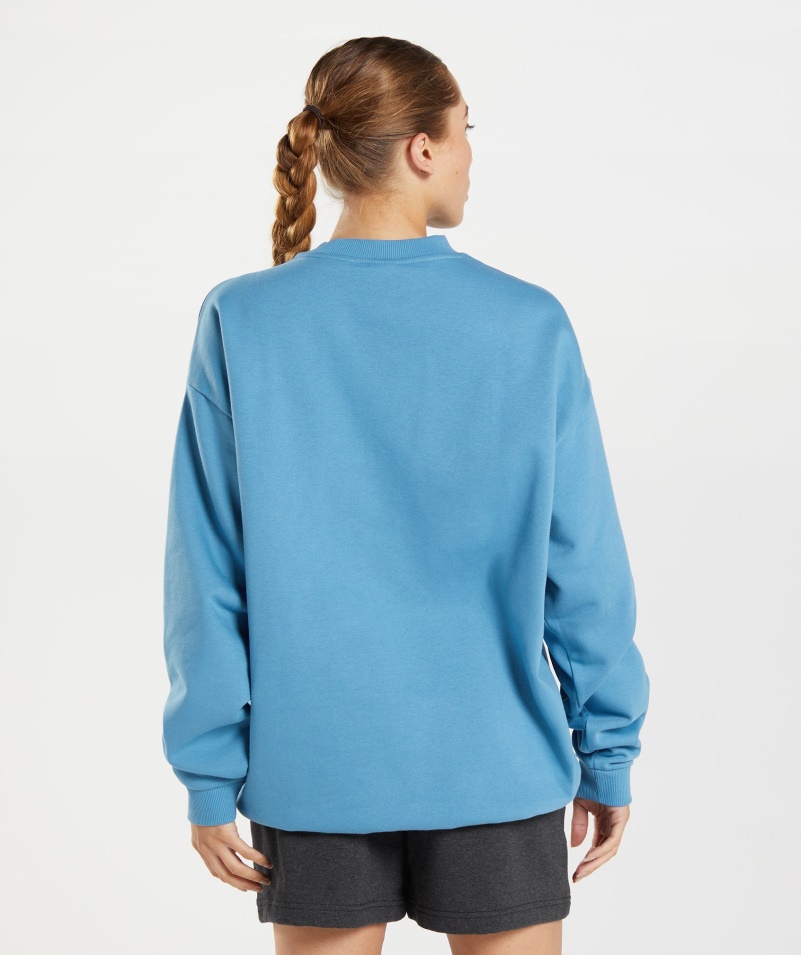 Gymshark Tréningová Oversized Mikina Pobrežná Modrá