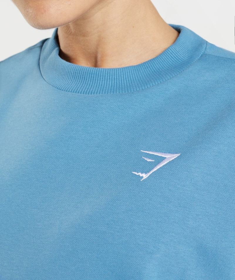 Gymshark Tréningová Oversized Mikina Pobrežná Modrá