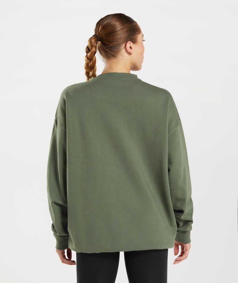Gymshark Tréning Oversized Mikina Core Olivová