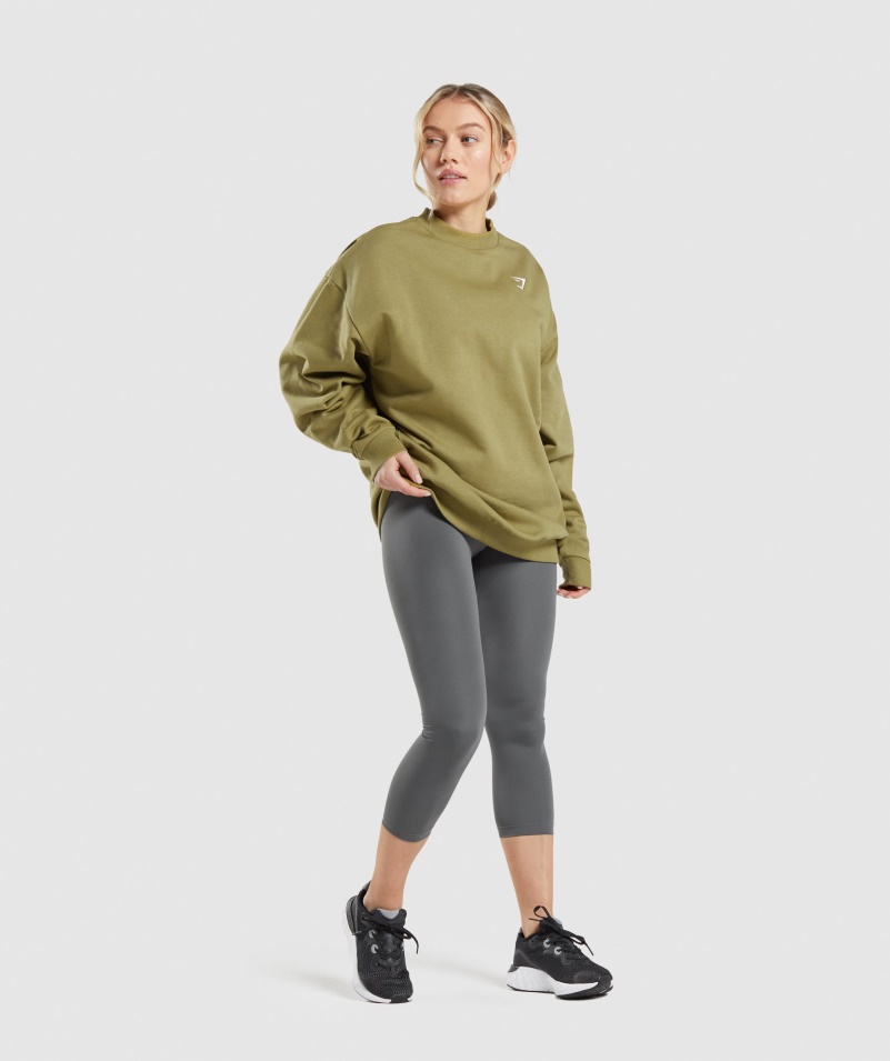 Gymshark Tréningová Oversized Mikina Griffin Zelená
