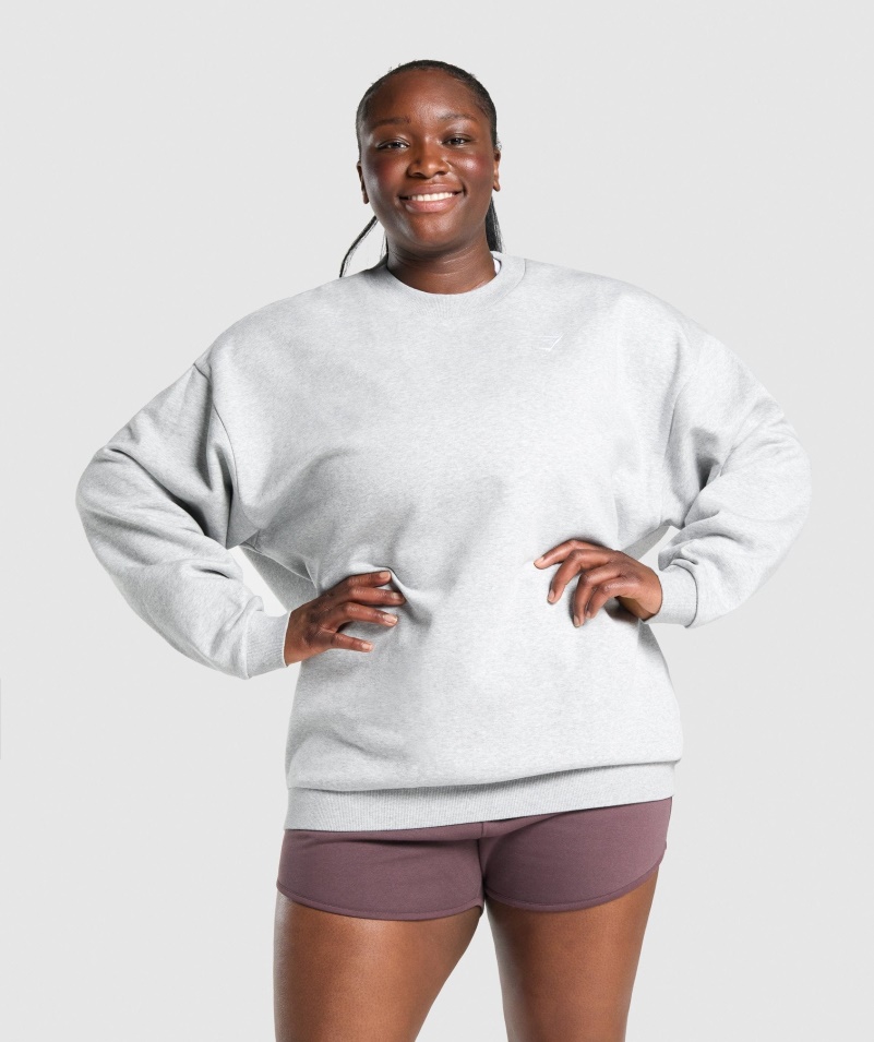 Gymshark Tréningová Oversized Mikina Svetlo šedá Marl