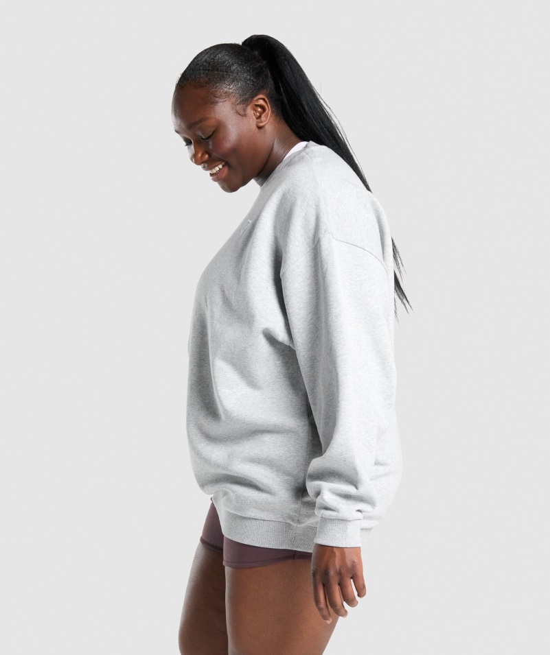Gymshark Tréningová Oversized Mikina Svetlo šedá Marl