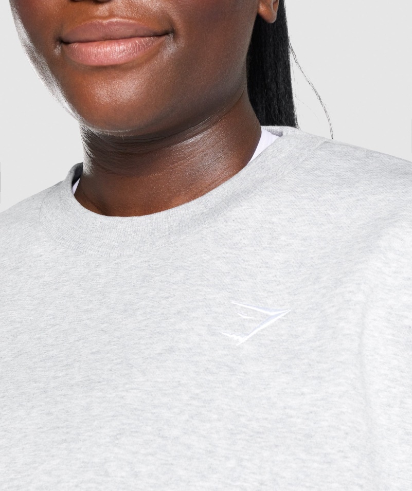 Gymshark Tréningová Oversized Mikina Svetlo šedá Marl