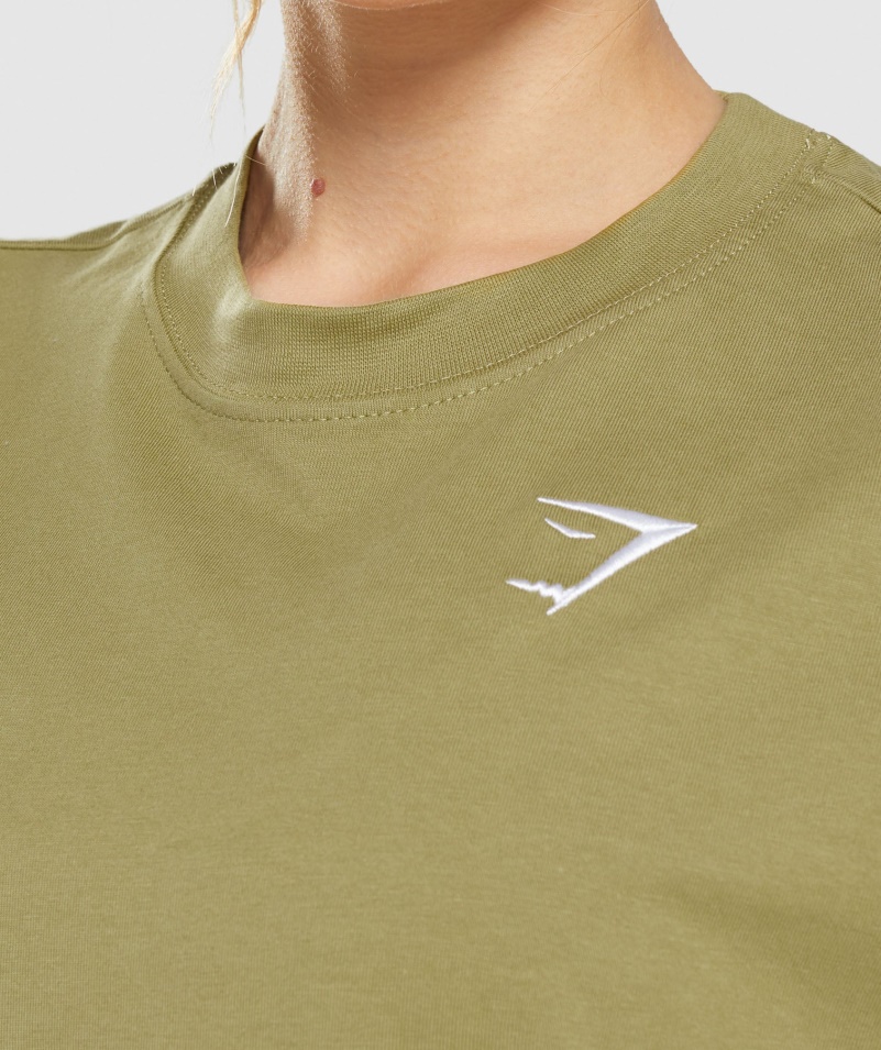Gymshark Tréningové Oversized Tričko Griffin Zelené