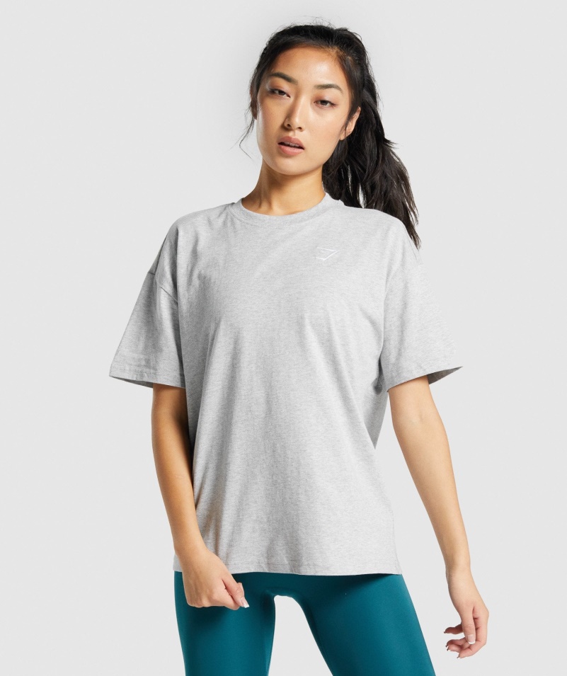 Gymshark Tréningové Oversized Tričko Svetlosivé Marl