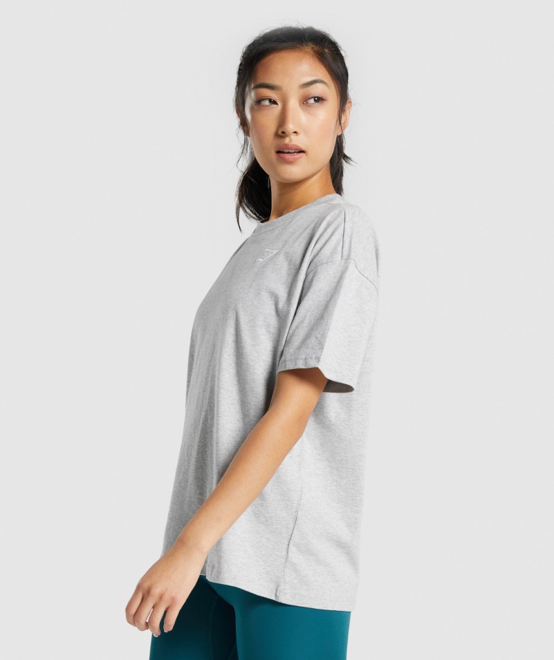 Gymshark Tréningové Oversized Tričko Svetlosivé Marl