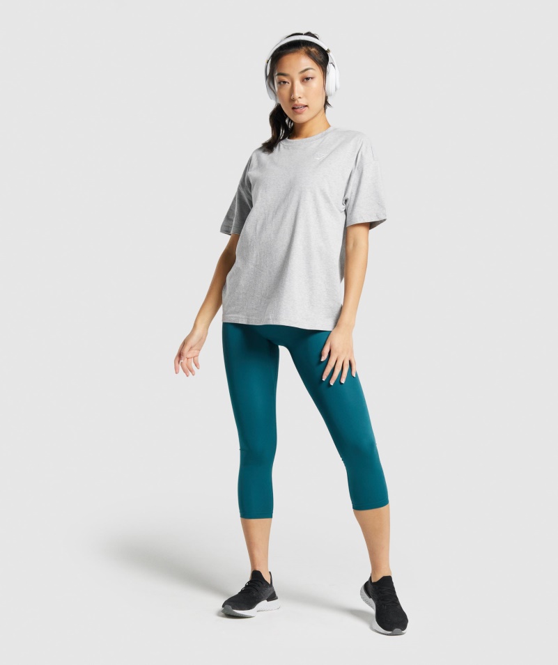 Gymshark Tréningové Oversized Tričko Svetlosivé Marl