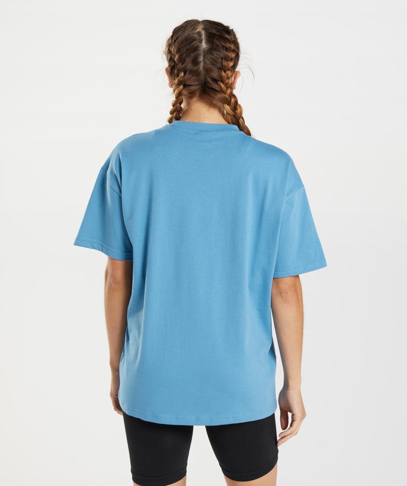 Gymshark Tréningové Oversized Tričko Pobrežne Modré