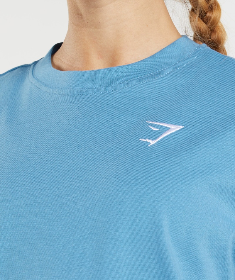 Gymshark Tréningové Oversized Tričko Pobrežne Modré