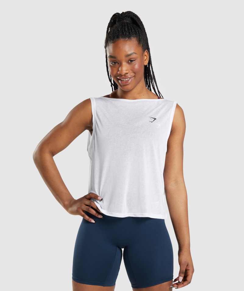 Gymshark Tréning Oversized Tank White