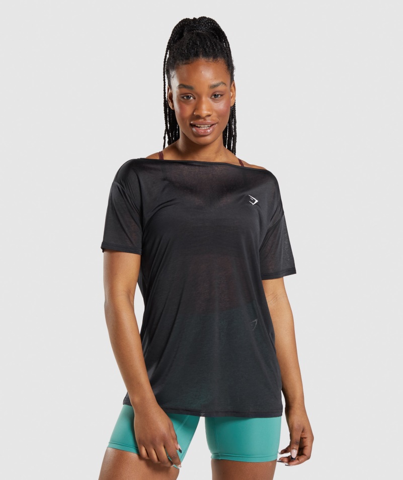 Gymshark Tréningový Oversized Top čierny