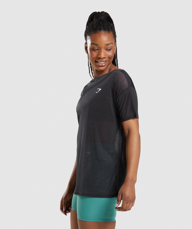Gymshark Tréningový Oversized Top čierny