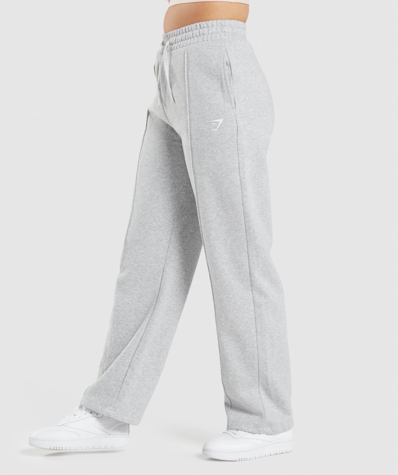 Gymshark Tréning Rovné Nohy Joggers Svetlosivá Marl