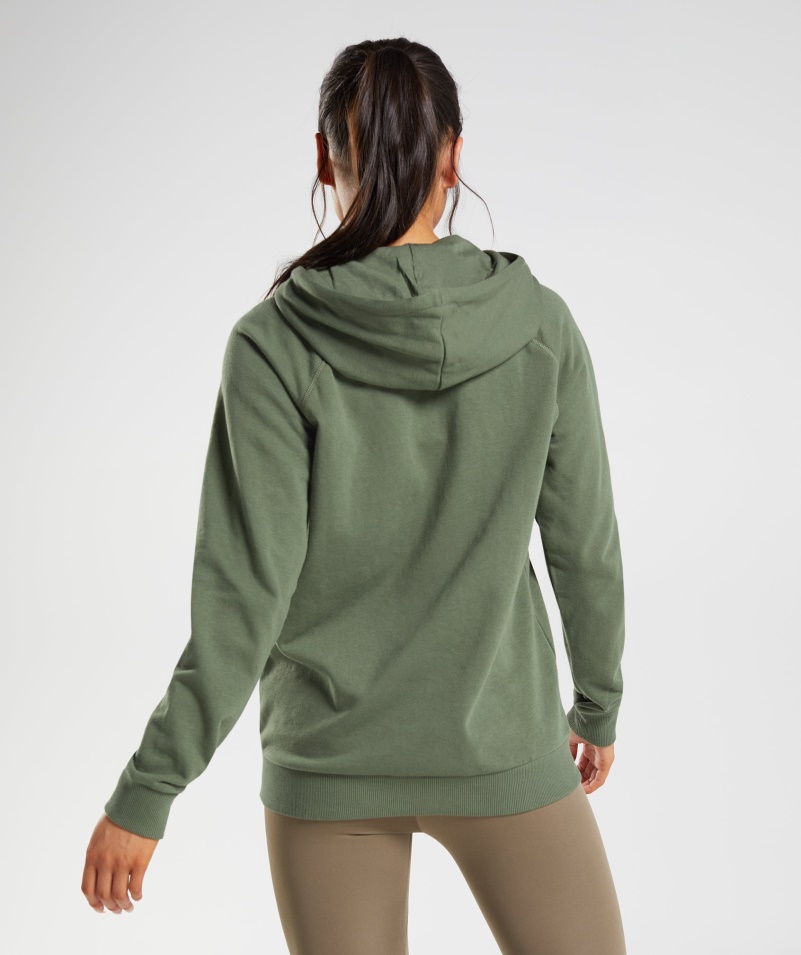 Gymshark Tréningový Zips Mikina S Kapucňou Core Olive
