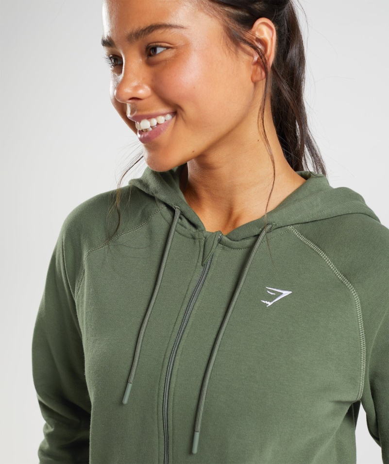 Gymshark Tréningový Zips Mikina S Kapucňou Core Olive